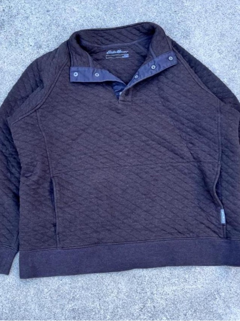 Eddie Bauer Men’s Quilted Snap-Placket Zip-Up Sweater in Dark Brown